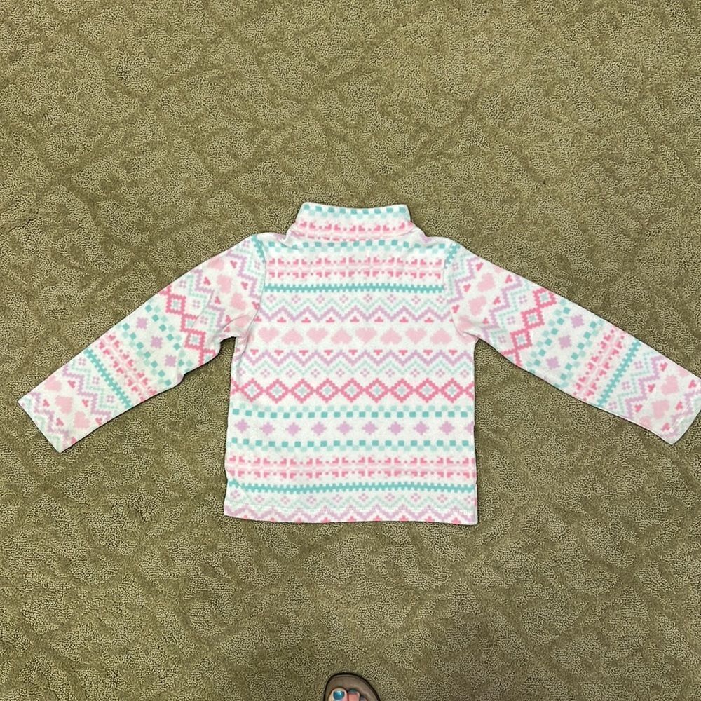 Children Place Girl 10/12 Purple Aqua Pink Heart Pattern Fleece w Pockets - Picture 6 of 11